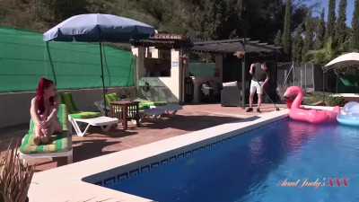 Firegirl - Horny Redhead MILF Firegirl Sucks & Fucks the Pool Boy