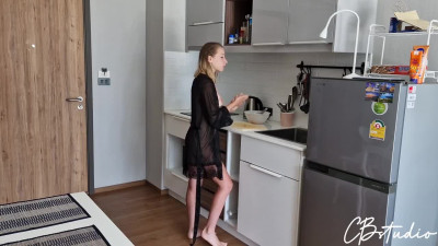 Cail Brodnevski - Hard Anal With Brother's Wife While She's Cooking Breakfast