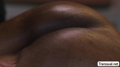 Bigtits TS ebony anal fucked by her favorite masseur