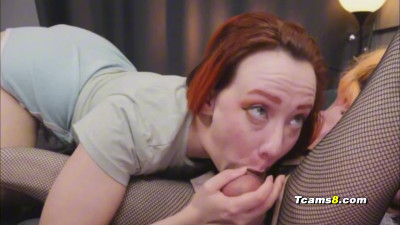 The redhead babe deepthroated Tranny's dick.