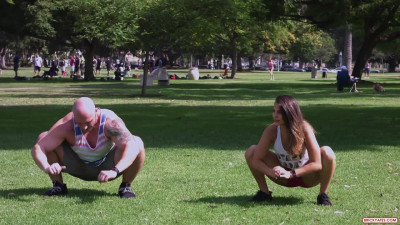 Alexia - Marine works out in a public park with her boyfriend