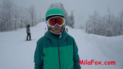 Milafox - Anal Cream Pai In The Mouth In The Ski Lift  Ass To Mouth Snowboard