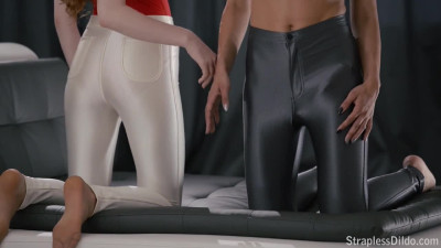 StraplessDildo - Jane and Rossy Bush Strapon Sex in Shiny Disco Pants