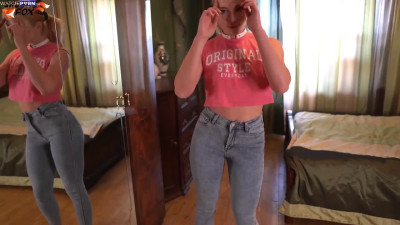 Sweetie Fox - Fuck Through Hole In Jeans Cum In Mouth